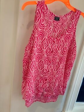 Faded glory White & Pink Patterned Sleeveless Tank Top size large.  SKU 3038